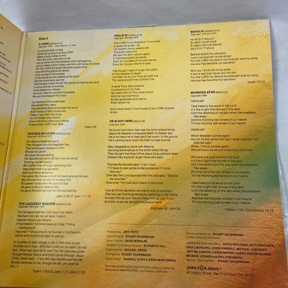 Liberated Wailing Wall Messianic Way 1984 Jews For Jesus Vinyl Record LP - Picture 3 of 13